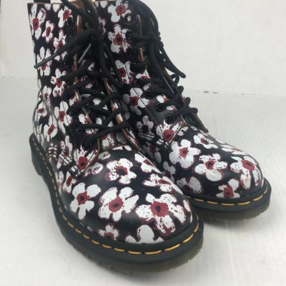 Dr. Martens Smooth Leather 1460 Pascal Floral Boots - Picture 10 of 13